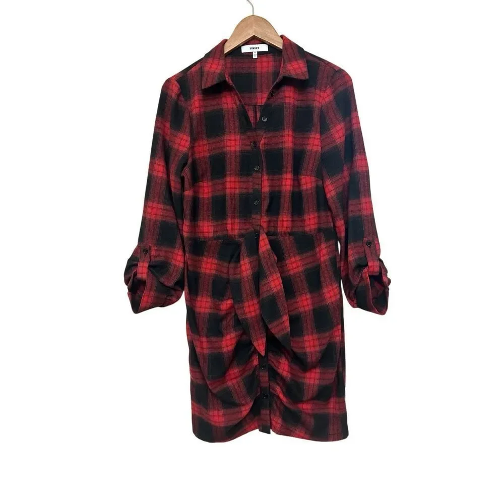 Likely Scottie Dress Red Black Plaid Flannel size 8 - Picture 1 of 6
